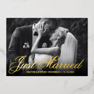 Just Married   Elegantes Foto Hochzeitsempfang Folieneinladung