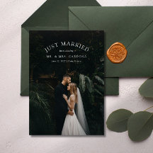 Just Married Elopement Hochzeitsankündigung Foto