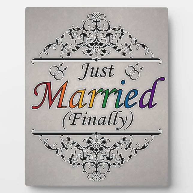 Just Married (Endlich) Gay Pride Design Fotoplatte (Vorderseite)
