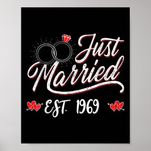 Just Married Est 1969 Husband Ehefrau 56. Wedding Poster