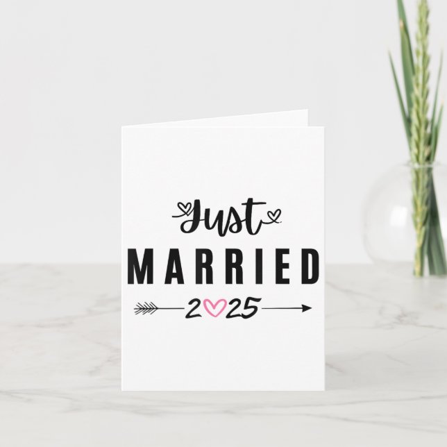 Just Married Est 2025 Flitterwochen Hochzeitspaare Karte (Vorderseite)