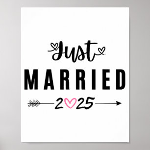 Just Married Est 2025 Flitterwochen Hochzeitspaare Poster