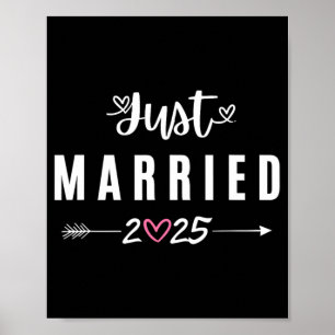 Just Married Est 2025 Flitterwochen Hochzeitspaare Poster