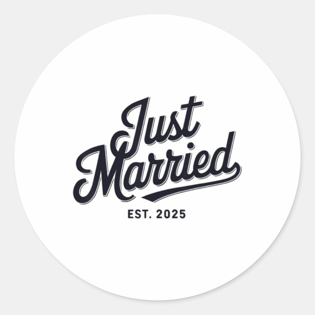 Just Married Est 2025 Hochzeit Ehefrau Mr. and Mrs Runder Aufkleber (Vorderseite)