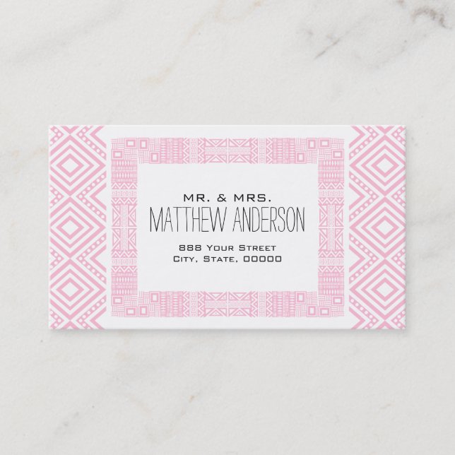 Just Married Ethnic Boho-chic Calling Card 1 Telefonnummerkarte (Vorderseite)