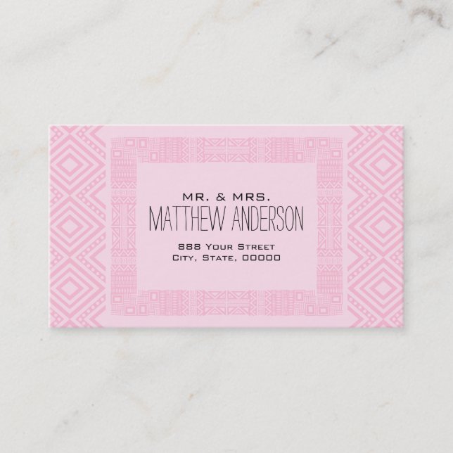 Just Married Ethnic Boho-chic Calling Card 2 Telefonnummerkarte (Vorderseite)
