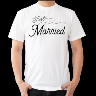 Just Married Extravagant Script Heart Newlywed T - T-Shirt