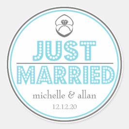 Just Married Favor Stickers (blau / grau)