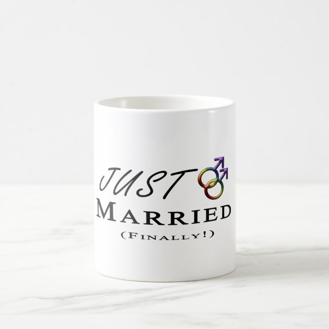 Just Married (final) Gay Pride mit Geschlechtersym Kaffeetasse (Mittel)