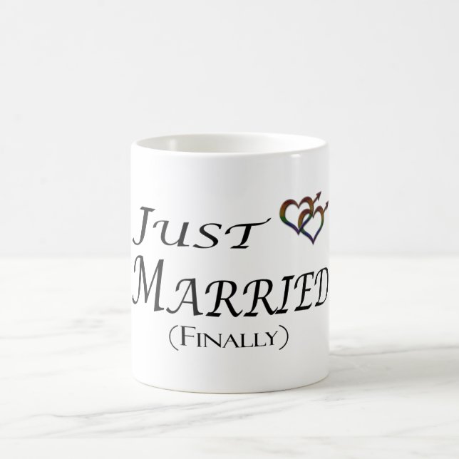 Just Married (final) Gay Pride mit Geschlechtersym Tasse (Mittel)
