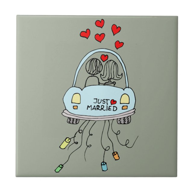 Just Married Fliese (Vorderseite)
