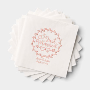 Just Married Floral Blüh Name and Wedding Date Servietten Mit Folie