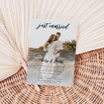 Just Married Foto Calligraphy Wedding Elopement Einladung<br><div class="desc">Einladung zum Hochzeitsfeiern mit Foto Calligraphy</div>