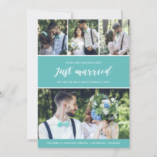Just Married Foto Collage Hochzeitsankündigung Einladung
