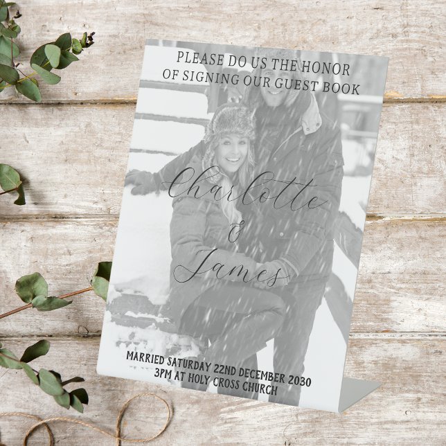Just Married Foto Guest Book Tabletop Unterzeichnu Sockelschild (Von Creator hochgeladen)