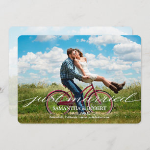 Just Married Foto Hochzeit Ankündigung Einladung