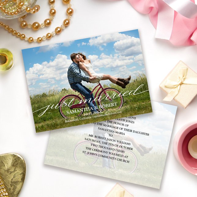 Just Married Foto Hochzeit Ankündigung Einladung (Von Creator hochgeladen)