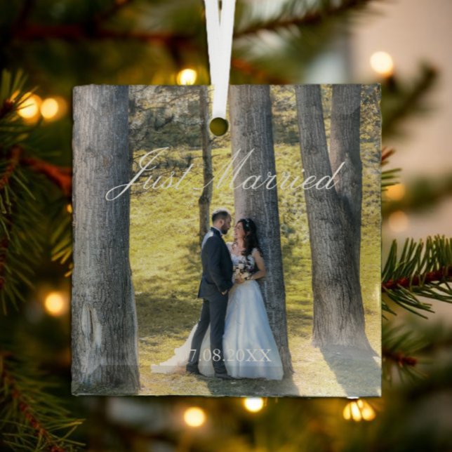 Just Married Foto Ornament Aus Glas (Von Creator hochgeladen)