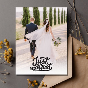 Just Married Foto Wedding Vielen Dank Postkarte