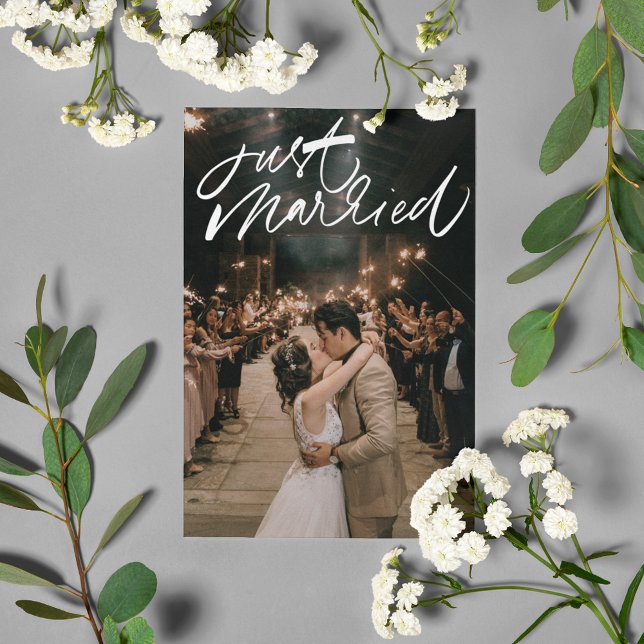 Just Married Foto Wedding Vielen Dank Postkarte (Just Married Photo Wedding Thank You Postcard)