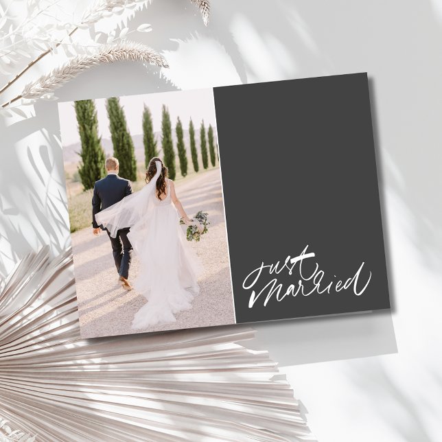 Just Married Foto Wedding Vielen Dank Postkarte (Just Married Photo Wedding Thank You Postcard)