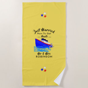 Just Married Funny Cruise Ship Personalisiert Strandtuch