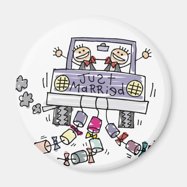 Just Married Gay Gastgeschenke Hochzeiten Magnet (Vorne)