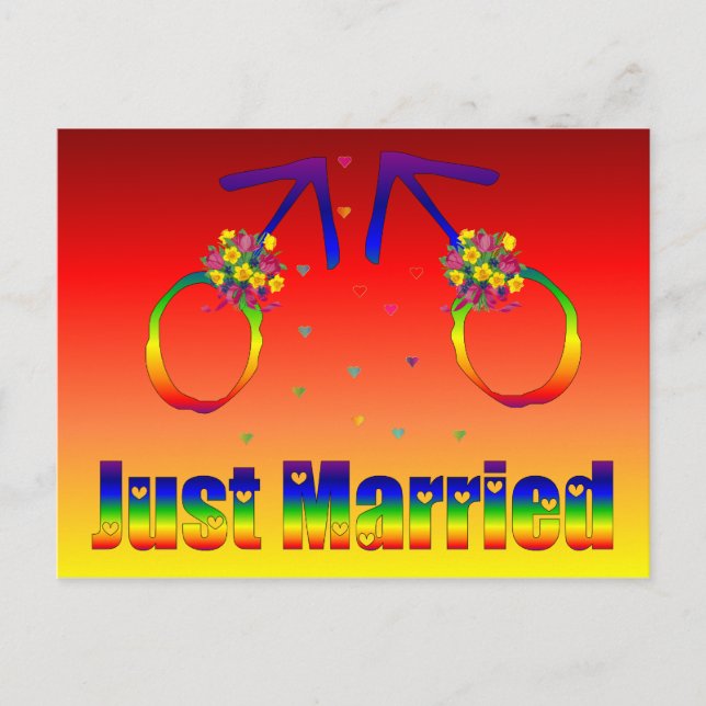 Just Married Gay Men Ankündigungspostkarte (Vorderseite)