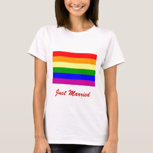 Just Married/Gay Pride Hochzeit T-Shirt