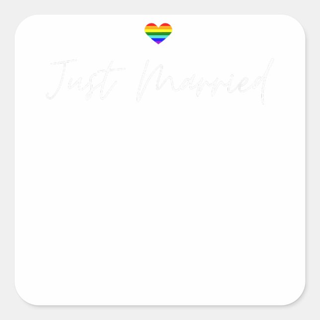 Just Married Gay Wedding LGBTQ Lesbian Bride Gay Quadratischer Aufkleber (Vorderseite)