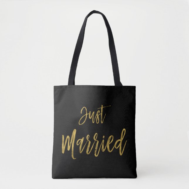 Just Married Gold Foil Brie Beach Bag (Vorderseite)
