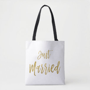 Just Married Gold Foil Brie Beach Bag