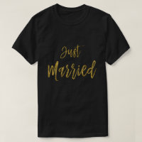 Just Married Gold Foil Typografy Shirt