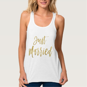 Just Married Gold Foil Typografy Shirt