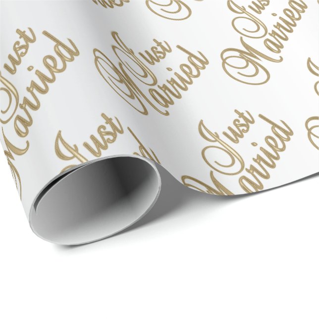 Just Married Gold Script | Hochzeit Geschenkpapier (Rolleneckpunkt)