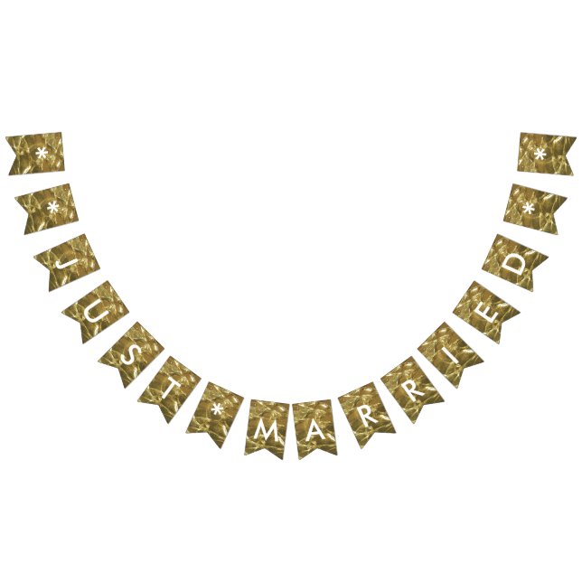Just Married Gold White Glitzer Wedding Party Wimpelkette (Alle)