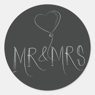 Just Married Gray Black Heart Liebe Sticke Runder Aufkleber
