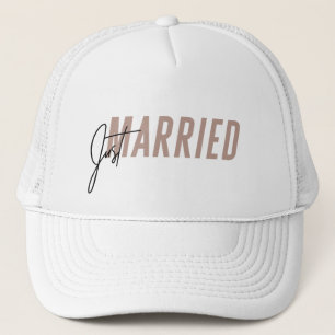 Just Married Hat   Neuer Hut - Dunkelrosa Truckerkappe
