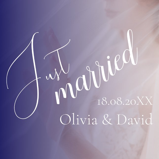 Just Married | Hochzeit Elegant White individuell  Fensteraufkleber (Von Creator hochgeladen)