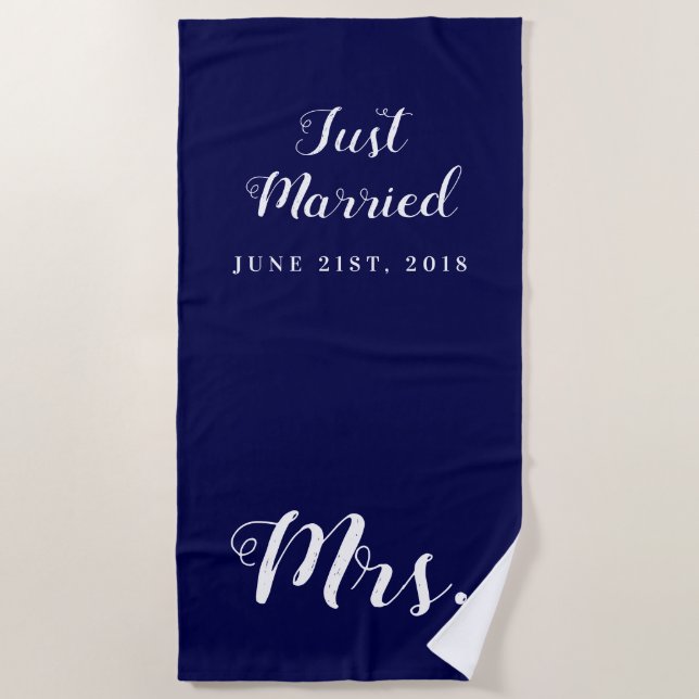 Just Married | Hochzeitsreise Strandtuch (Vorderseite)