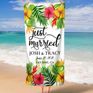 Just Married Honeymoon Wedding Brautparty Geschenk Strandtuch