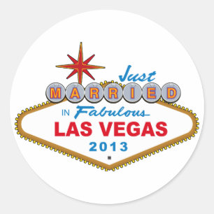 Just Married in Fabulous Las Vegas 2013 (Zeichen) Runder Aufkleber