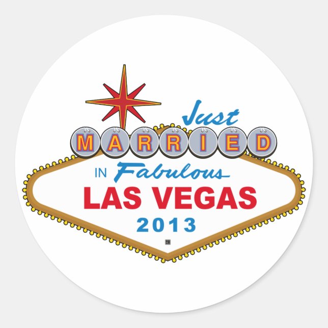 Just Married in Fabulous Las Vegas 2013 (Zeichen) Runder Aufkleber (Vorderseite)