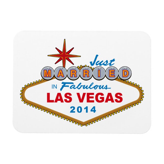 Just Married in Fabulous Las Vegas 2014 (Zeichen) Magnet (Horizontal)