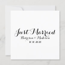 Just Married Kalligraphy Wedding Announcement Card
