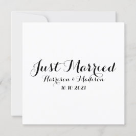 Just Married Kalligraphy Wedding Announcement Card Karte