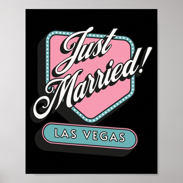 Just Married Las Vegas Wedding Bride Groom Poster (Vorne)