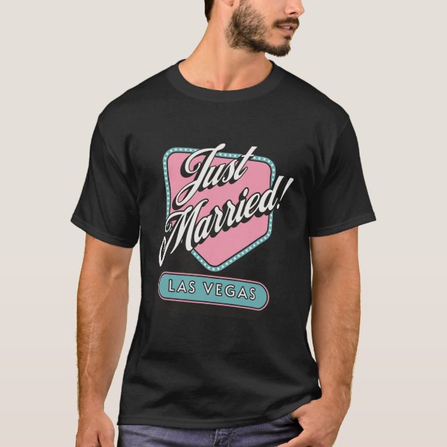 Just Married Las Vegas Wedding Bride Groom T-Shirt (Vorderseite)