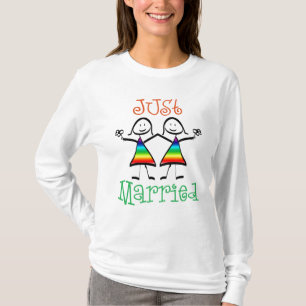 Just Married Lesbian Wedding T - Shirt