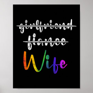 Just Married Lgbt Wedding Party Lesbian Ehefrau T- Poster